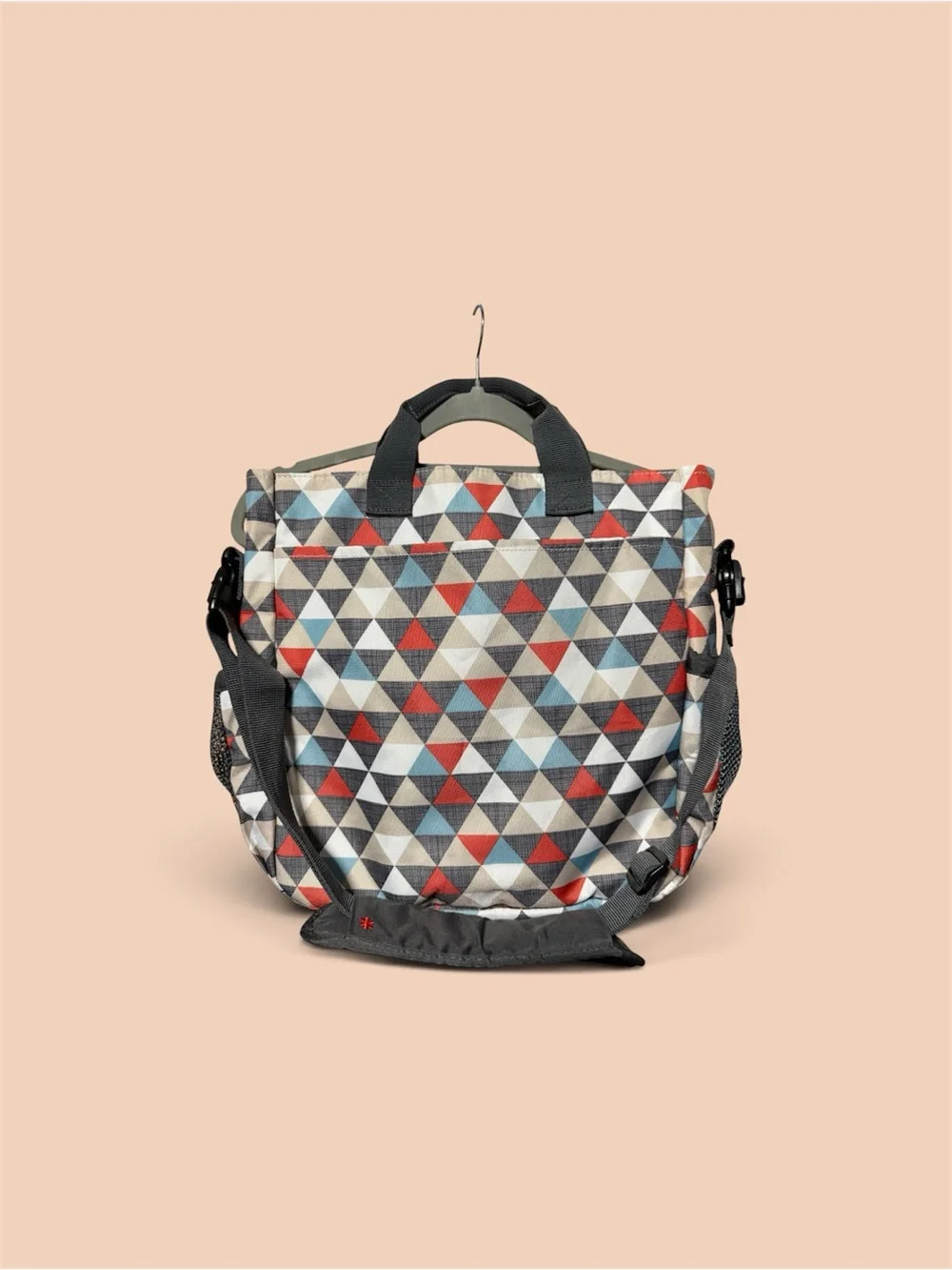 Skip Hop Triangle Print Diaper Bag in Red, Blue & Gray
